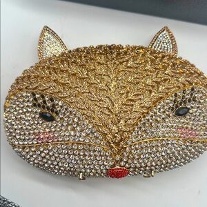 Gold Fox Rhinestone Evening Clutch